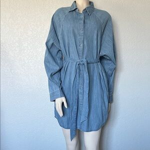 Express Portofino Denim Look Shirt Dress Size Small Western Cowgirl Button Front